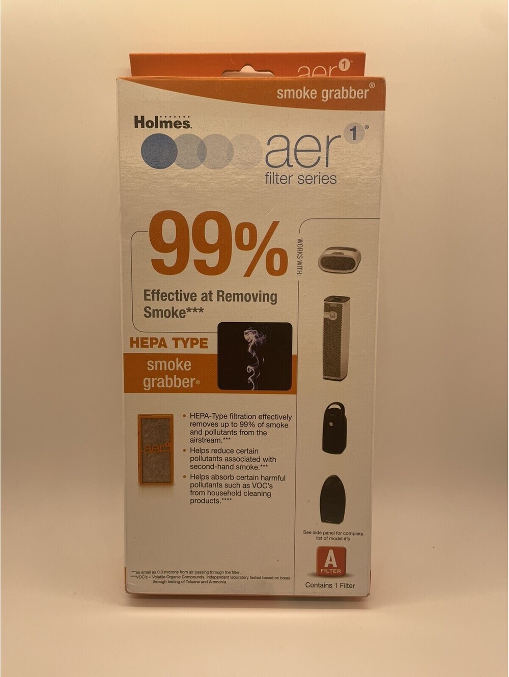 Genuine Holmes AER1 Smoke Grabber HEPA Type A Filter HAPF30AS New Sealed